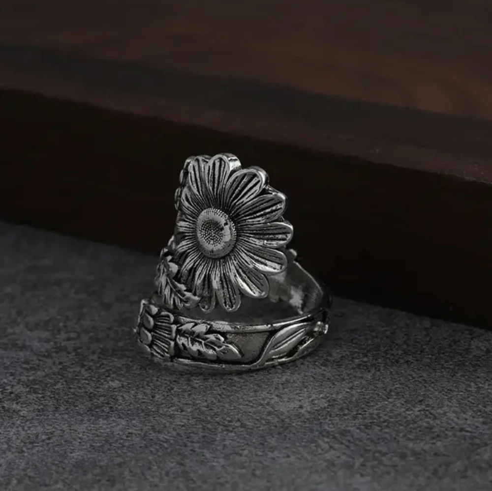 💥Sunflower Spoon Ring Silver Plated